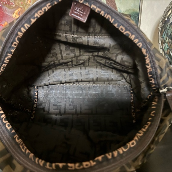 Fendi Brown FF Logo Canvas Bag - Picture 4 of 9
